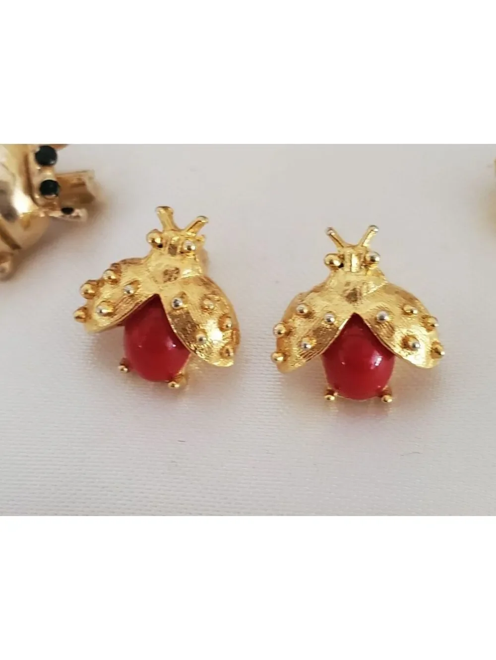 Vintage Red Earrings & Brooch Pin Lot of 5